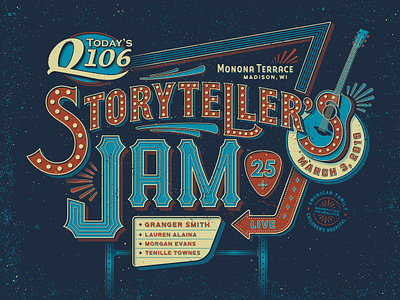 Storyteller's Jam Gig Poster - Spring 2019 design gig posters graphic design illustration poster design screen printing typography