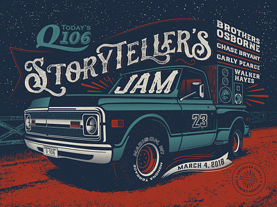 Storyteller's Jam Gig Poster - Spring 2018 design gig posters graphic design illustration poster design screen printing typography