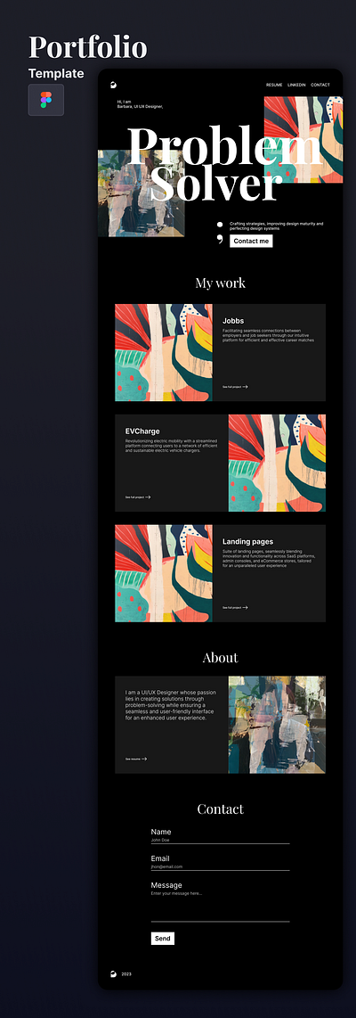 Portfolio template landing page portfolio ui