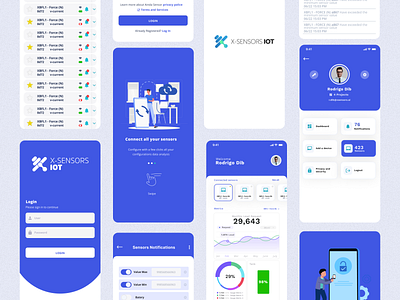 App de sensores X-Sensors IOT GmbH app design figma graphic design iot mobile sensores ui ux vector