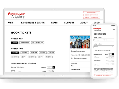 Case Study: Vancouver Art Gallery art gallery booking design desktop mobile redesign ui ux vancouver website