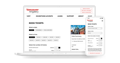Case Study: Vancouver Art Gallery art gallery booking design desktop mobile redesign ui ux vancouver website