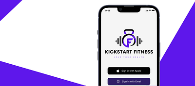Kickstart Fitness Sign-in Page app design apple apple sign in brand development branding fitness fitness app ios login login page ui ux