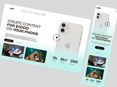 The first screen of the site and a prototype for the phone animation design graphic design illustration ux