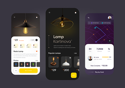 Luxury Lamp Mobile App Design app mockups lamp app mockups