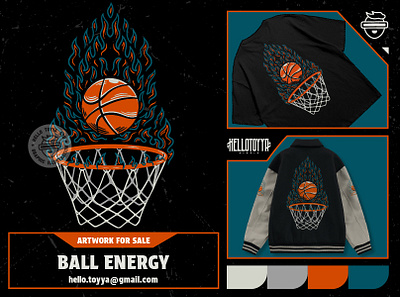 BALL ENERGY ILLUSTRATION apparel artwork artwork for sale basketball clothing customartwork fire illustration illustration merchandise nba sport tshirt design