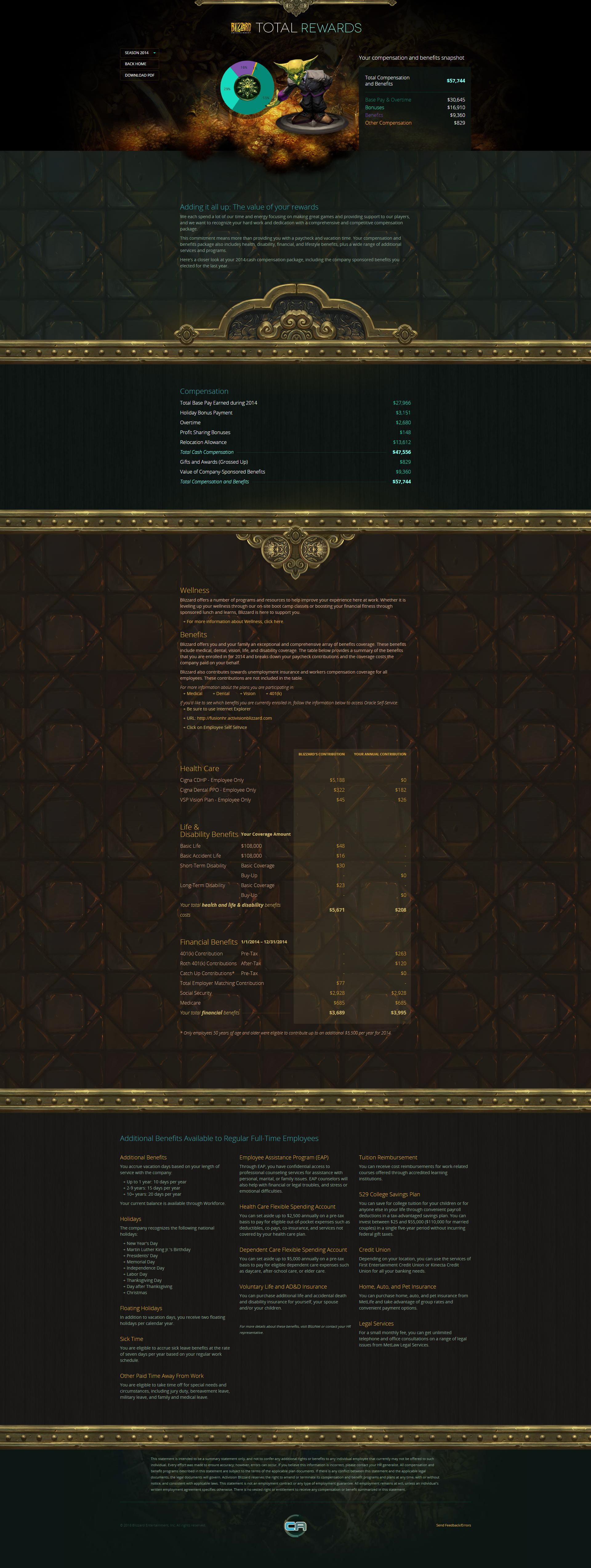 Total Rewards compensation desktop gaming total rewards ui visual web