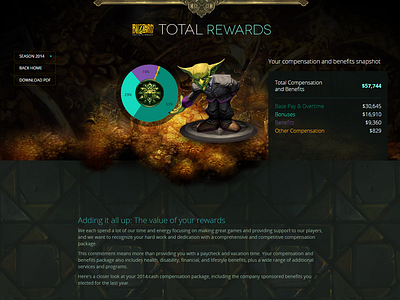 Total Rewards compensation desktop gaming total rewards ui visual web