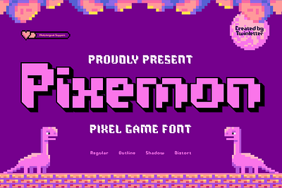 Pixemon - Pixel Game Font display effect electronic enjoyment entertainment font game machine party pixe player playful special strong techno video