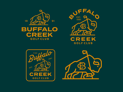 Buffalo Creek Golf - Logo Design badge bison branding bufallo geometric golf graphic design line line art lineart lockup logo logo design minimal minimalist modern logo monogram monoline monoline logo typography