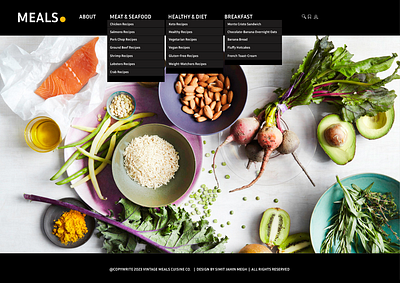 Meals. Food Recipes Website graphic design illustration ui ux website