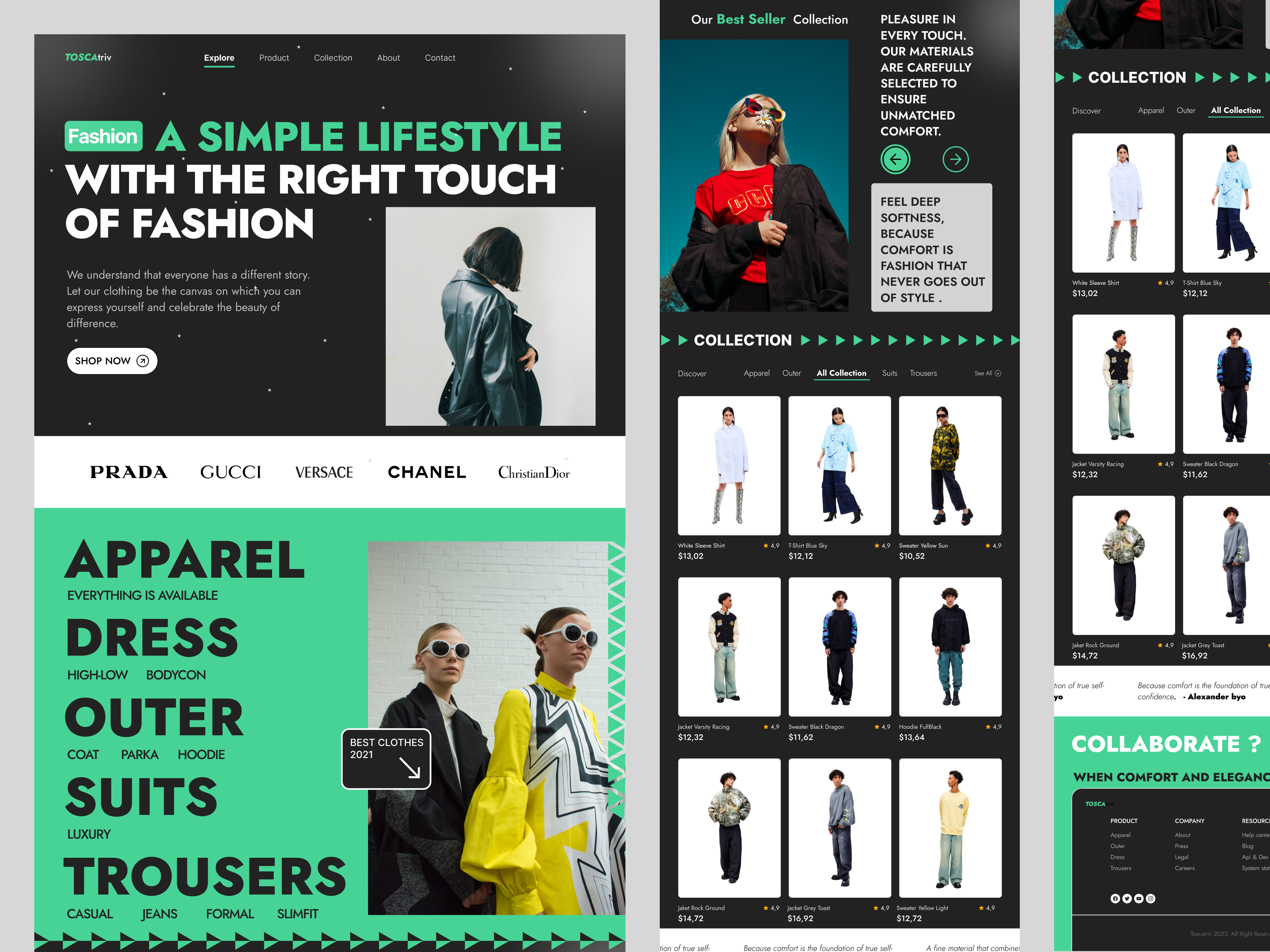 Toscatriv - Fashion LandingPage branding design e commerce ex design fashion fashion design graphic design home page layout lookbook navbar online shop product page typograpy ui ui design ux web web marketing website