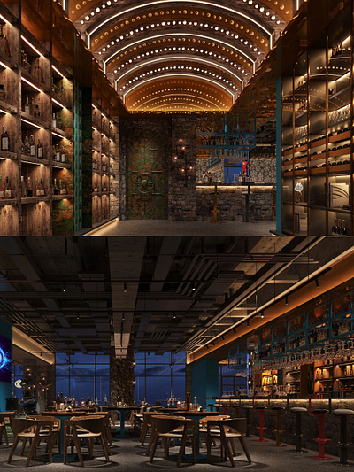 3D commercial renderings of special style bar