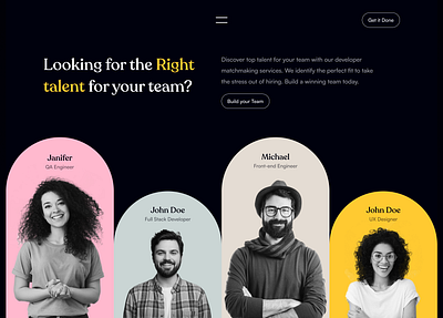 Talent Website Landing Page Design graphic design ui