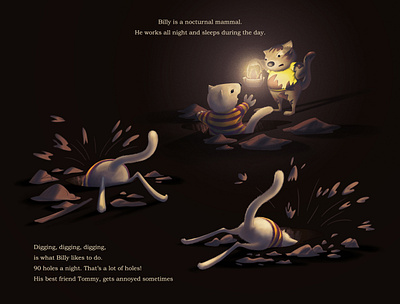 Billy's Night Life adobe photoshop book illustration character character design children childrens book illustration cute animals digital painting illustration