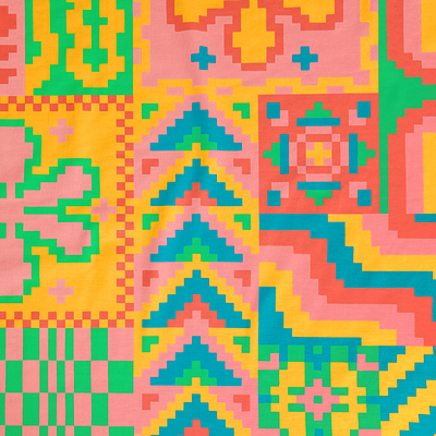 Pixel Stitch (pattern design collection) colorful cross stitch embroidery pattern pattern design pixel pixel art quilt quilt block retro starburst stripes surface design surface pattern design textile textile design