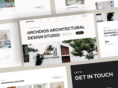 Archdios - Collage Version agensip architechture landing page architecture building clean collage eksterior interior real estate studio ui ui design web design