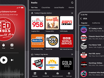 Radio App UI/UX Design app app design application branding design graphic design illustration logo radio radio app radio app uiux design typography ui uiux vector