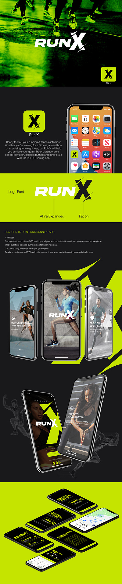 RunX Fitness App UI app app design branding design graphic design logo running social media post typography ui ux