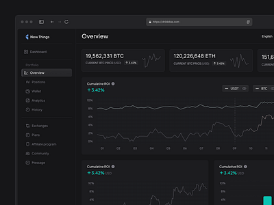 Cryptocurrency Overview 🔥 ahmed tamjid analytics bitcoin blockchain crypto crypto dashboard crypto exchange cryptocurrency dark dashboar dark ui ethereum finance saas trading ui design