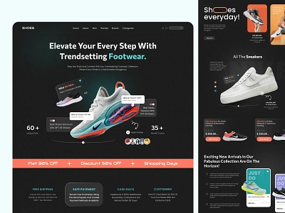 Shoes E-commerce Landing Page categories clean ui footwear footwear collection free shipping home page landing page nike online shopping payment running shoes shoes ecommerce website sneakers sports shoes ui ui ux web web design