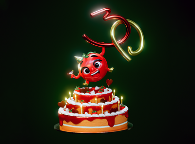 Birthday Tomato 3d birthday branding cake cocktail graphic design illustration sculpt tomato