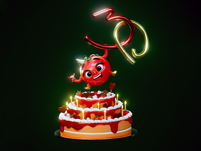 Birthday Tomato 3d birthday branding cake cocktail graphic design illustration sculpt tomato