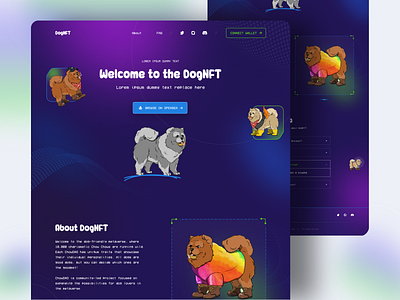 Dog NFT Homepage Design bitcoin cryptocurrency design dog marketplace nft personal selling ui ux