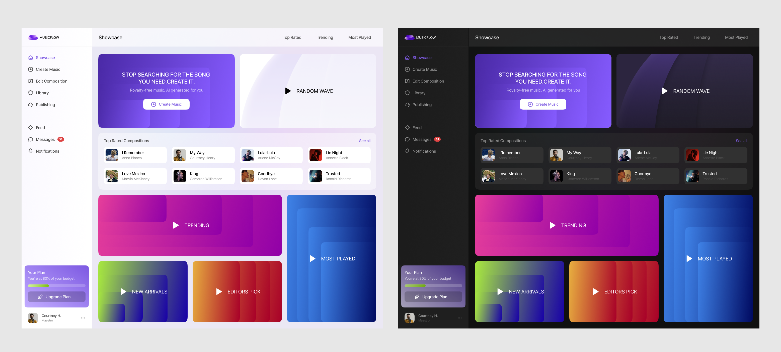AI Music App app design ui user experience user interface ux