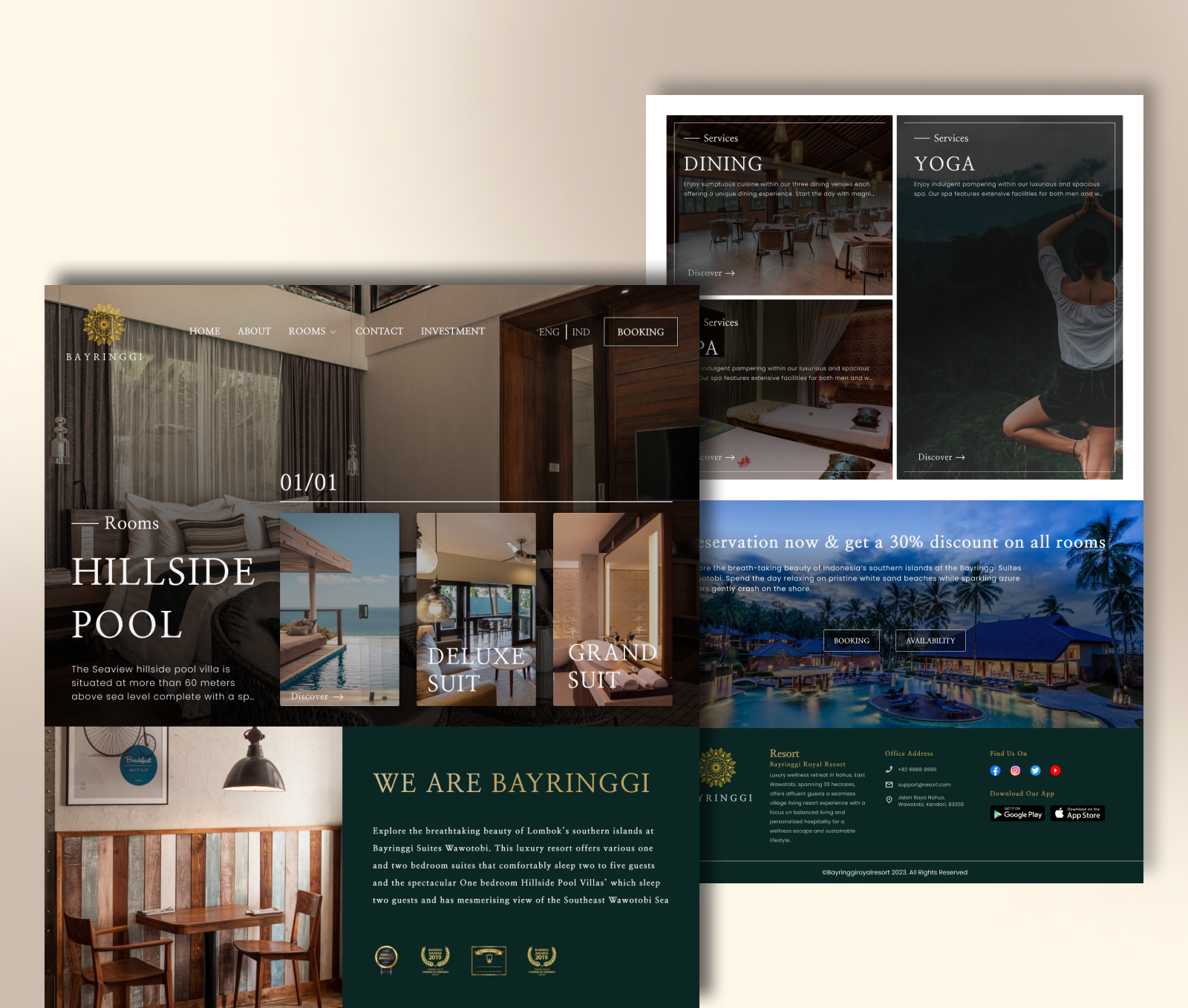 Landing Page : Hotel resort property branding building dark color dashboard design ellegant exploration hero section hotel landing page luxury property resort ressponsive simple thumbnail uiux utility website wood