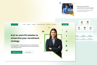 Recruitment with AI-Powered Assessment Webpages - Webdesign figma graphic design hiring hiring icons hiring website icons illustration landing page reqruiting talent acquisition ui ui design vector icons visual design website template