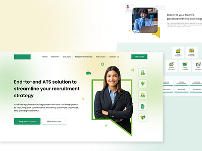 Recruitment with AI-Powered Assessment Webpages - Webdesign figma graphic design hiring hiring icons hiring website icons illustration landing page reqruiting talent acquisition ui ui design vector icons visual design website template