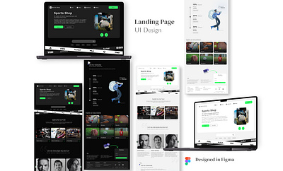 Landing Page UI Design | Light and Dark Mode | E-Commerce dark and light mode design e commerce interface design landing page neon shop sports shop ui uiux user interface ux web app web design website website design