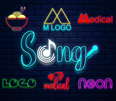 song neon logo 3d animation branding design graphic design illustration logo logo design motion graphics typography ui ux vector