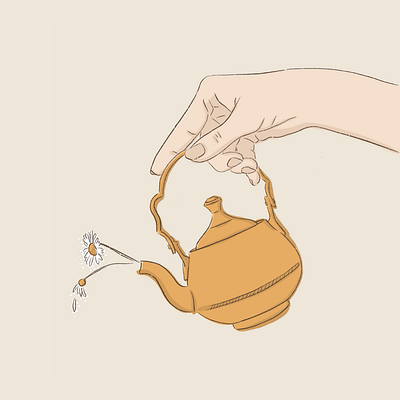 Hand with teapot illustration procreate
