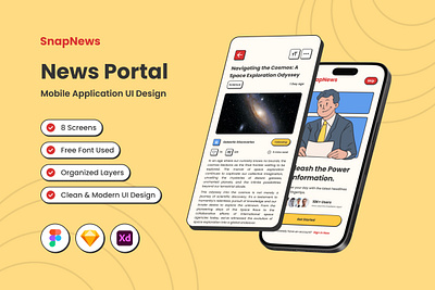 SnapNews - Neo Brutalism News Portal Mobile App application apps design layout newsletter ui ux