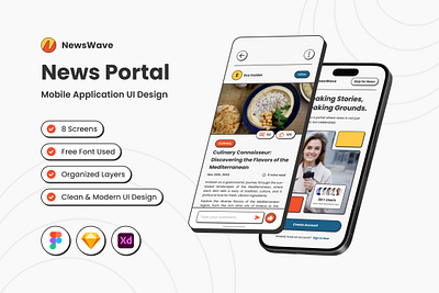 NewsWave - Neo Brutalism News Portal Mobile App application apps design layout newsletter ui ux