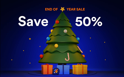 End of Year Sale christmas christmas tree end of year gift gift box jotform loop animation sale save 50 stars