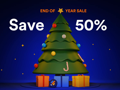End of Year Sale christmas christmas tree end of year gift gift box jotform loop animation sale save 50 stars