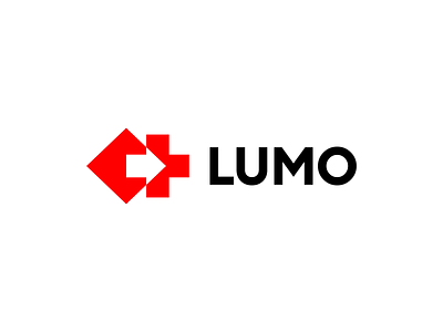 LUMO arrow brand design brand identity branding cross design emblem flat geometric graphic design icon identity logo logo design logotype mark medical equipment negative space simple symbol