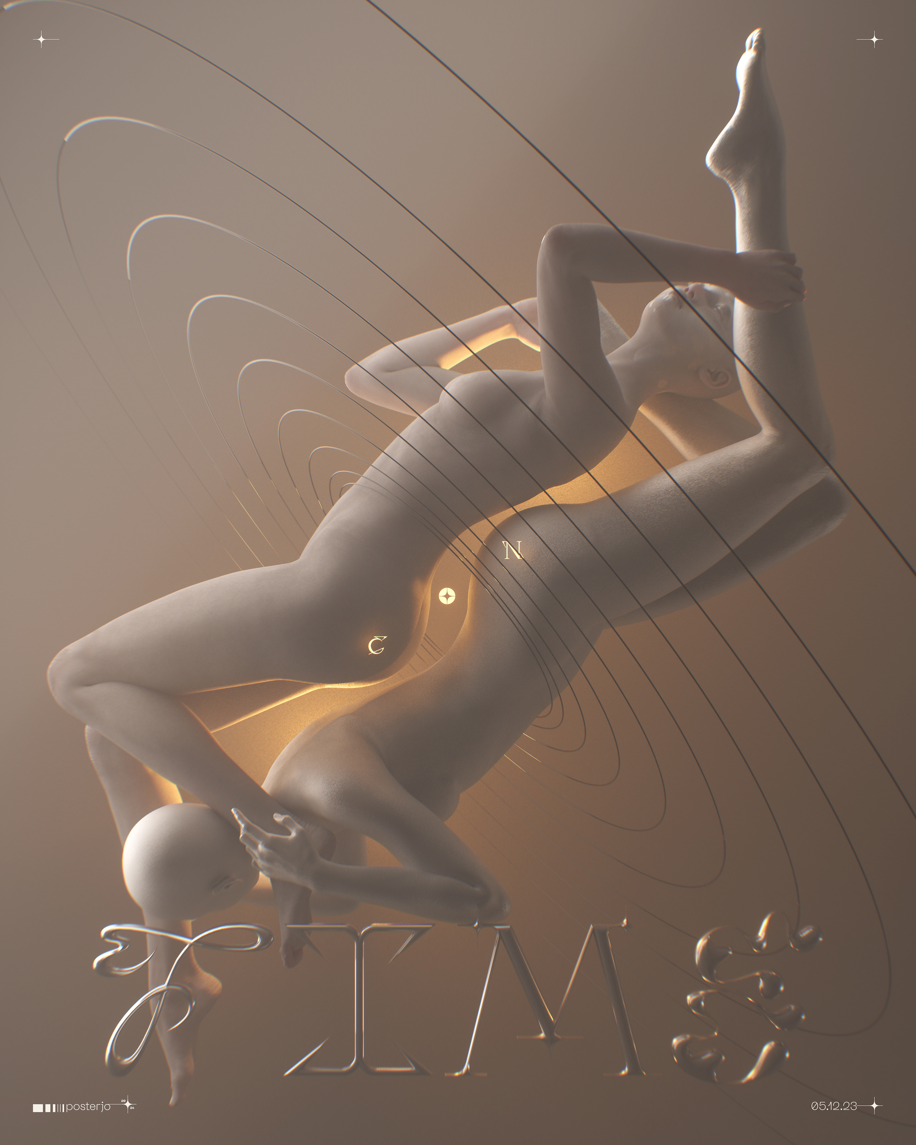 Time - 05.12.23 3d 3dart blender c4d chrometype cinema4d joansterjo octane octanerender poster posterjo render