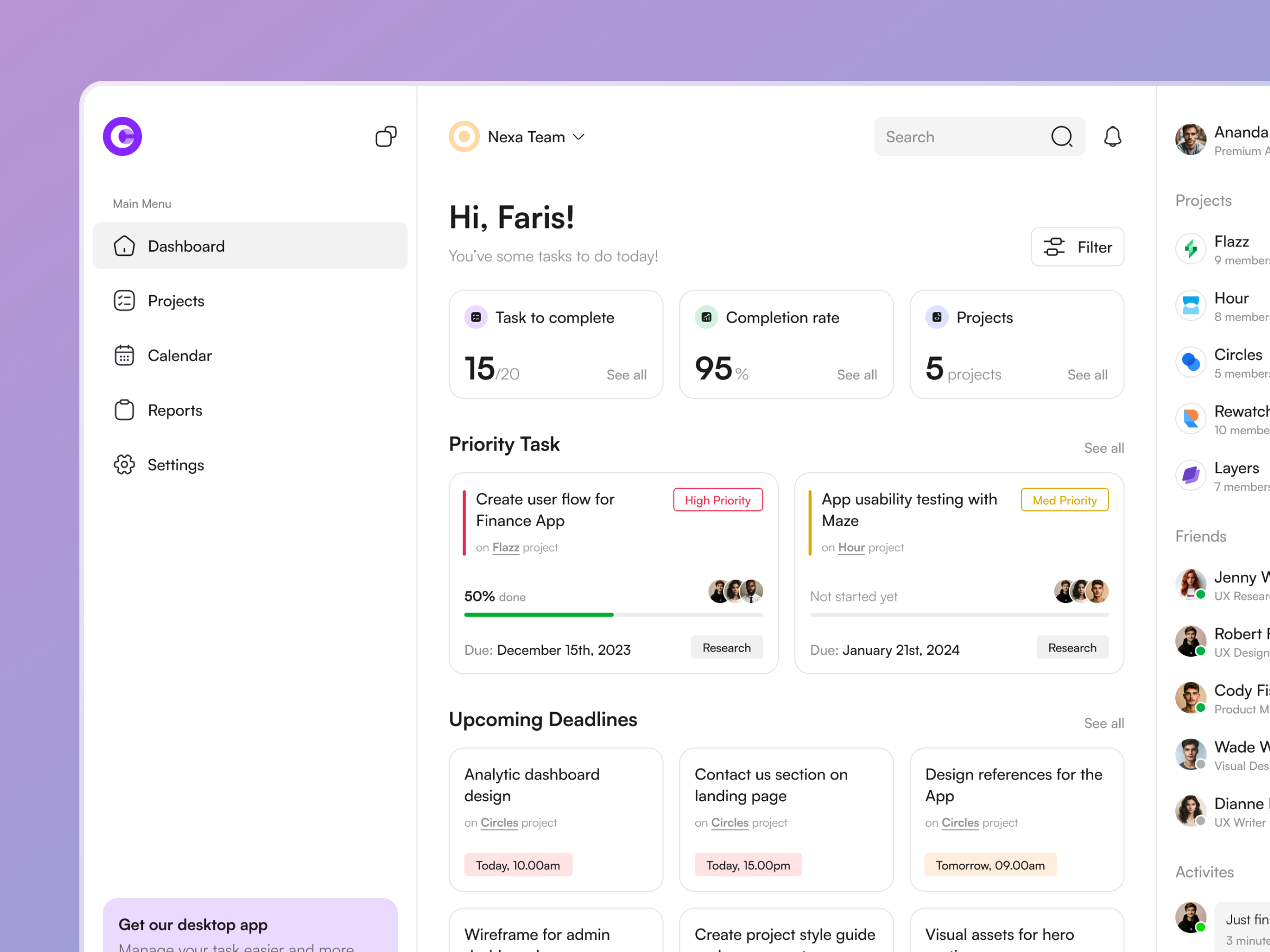 Configura - Project Management Dashboard design desktop project management task task management to do ui