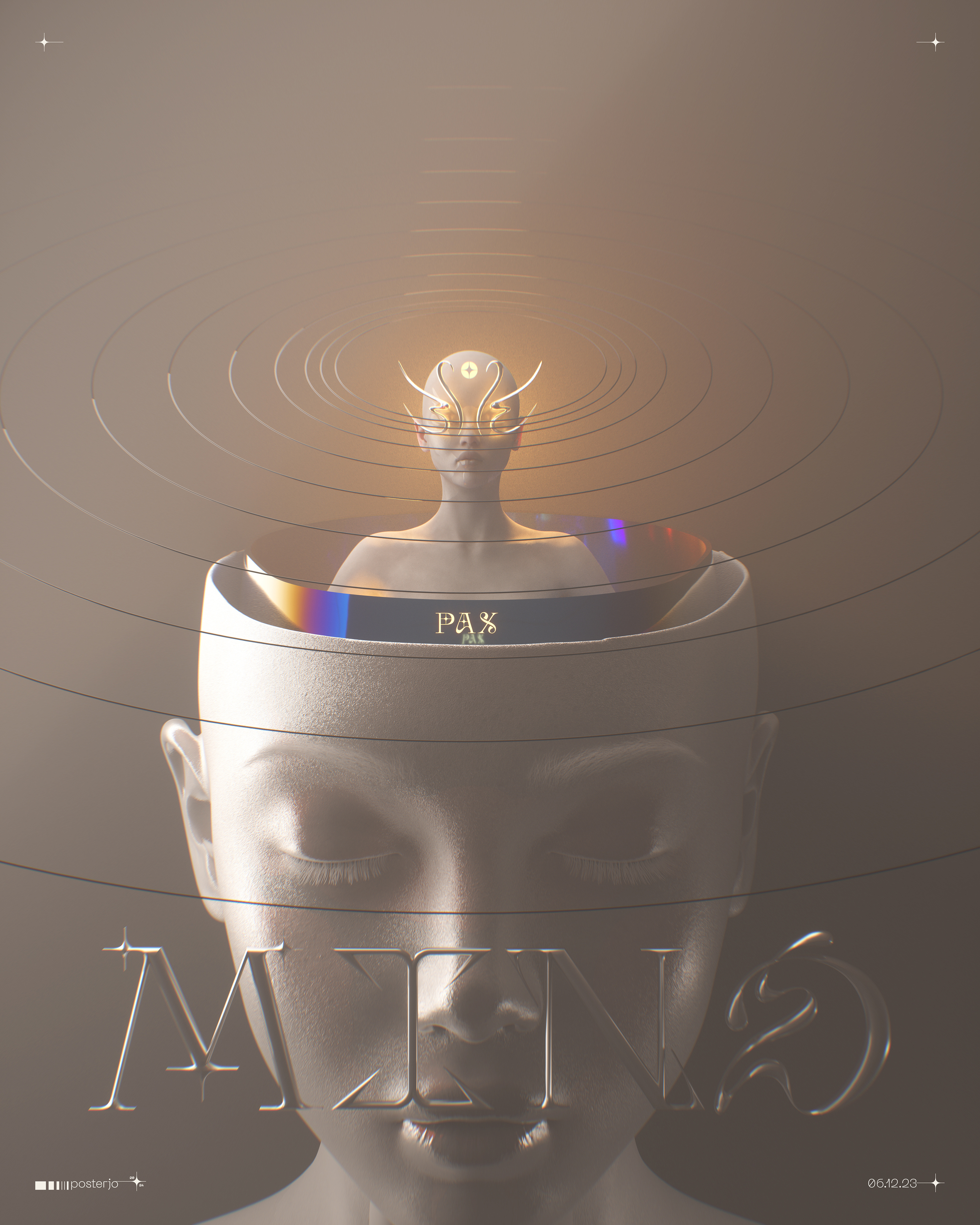 Mind - 06.12.23 black chrome blender c4d chromatic chrometype cinema4d fantasy head joansterjo mind octane poster posterjo render sterjo