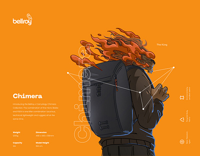 Chimera Character Design backpack bellroy brand character brand illustration character character design chimera graphic design lion