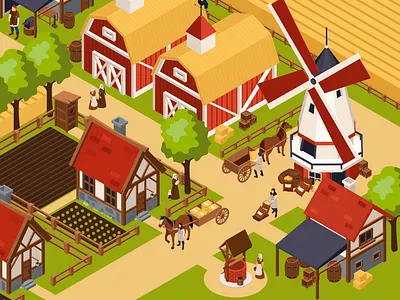 Isometric medieval character illustration isometric isometric illustration people vector