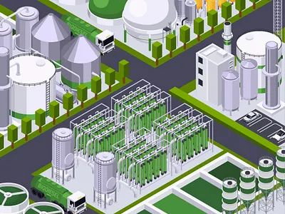 Isometric bio fuel production character design illustration isometric isometric illustration vector