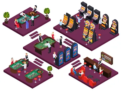 Isometric casino character design illustration isometric isometric illustration people vector