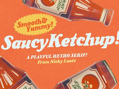 Saucy Ketchup Typeface 1940s 1950s 50s font mid century retro retro fonts retro type retro typeface signpainting typeface