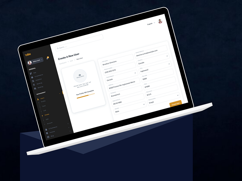 User Profile Dashboard designs, themes, templates and downloadable ...