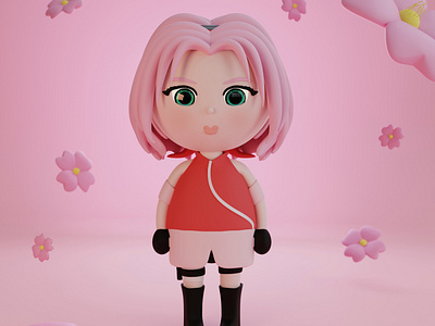 Sakura Haruno - 3D Character 3d anime blender blossom character design girl illustration naruto sakura sakuraharuno ui